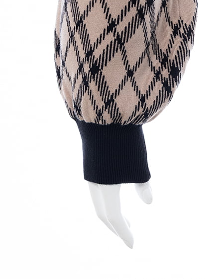 INGNI(イング) チェック柄ジャガードリボンニット ベージュ/クロ