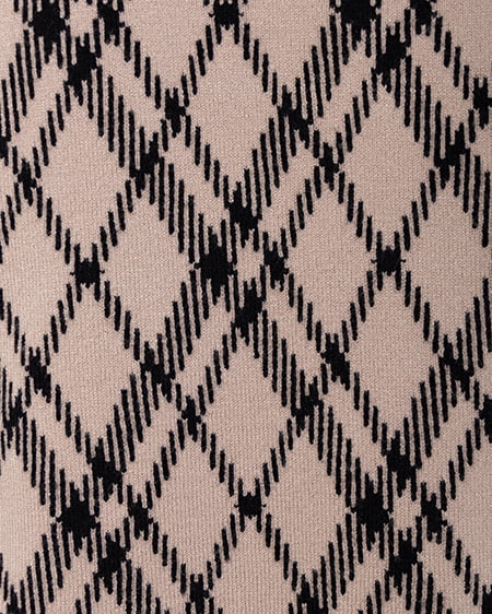 INGNI(イング) チェック柄ジャガードリボンニット ベージュ/クロ