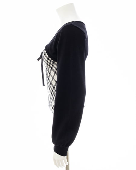 INGNI(イング) チェック柄デコルテオープンニット オフクロ/チェック