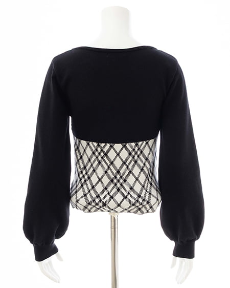 INGNI(イング) チェック柄デコルテオープンニット オフクロ/チェック