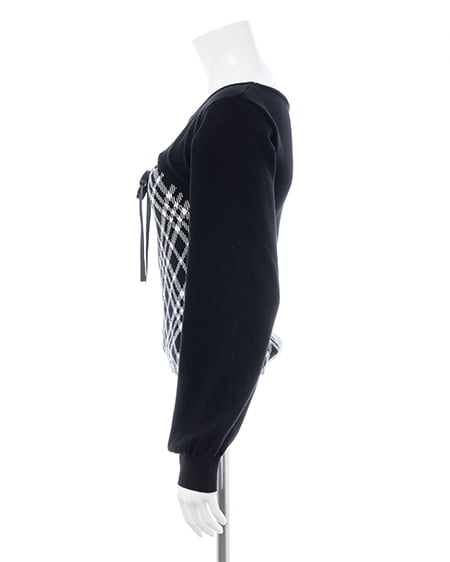 INGNI（イング） チェック柄デコルテオープンニット ｸﾛｵﾌ/ﾁｪｯｸ