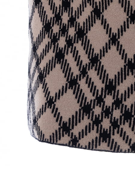 INGNI（イング） チェック柄デコルテオープンニット ﾍﾞｰｼﾞｭｸﾛ/ﾁｪｯｸ