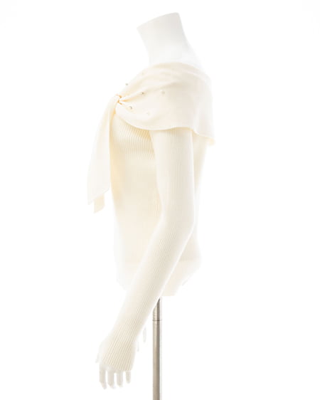 INGNI(イング) ビジュー2Wayオフショルニット オフホワイト