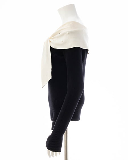 INGNI（イング） ビジュー2Wayオフショルニット ｸﾛ/ｵﾌﾎﾜｲﾄ