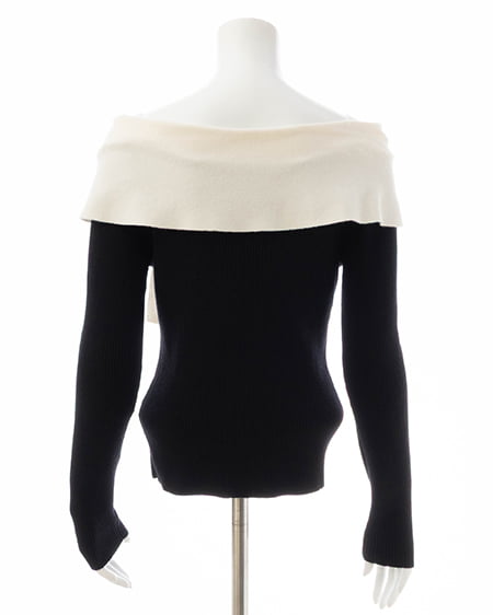 INGNI（イング） ビジュー2Wayオフショルニット ｸﾛ/ｵﾌﾎﾜｲﾄ