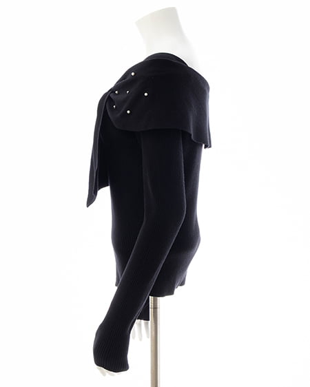 INGNI(イング) ビジュー2Wayオフショルニット クロ/クロ