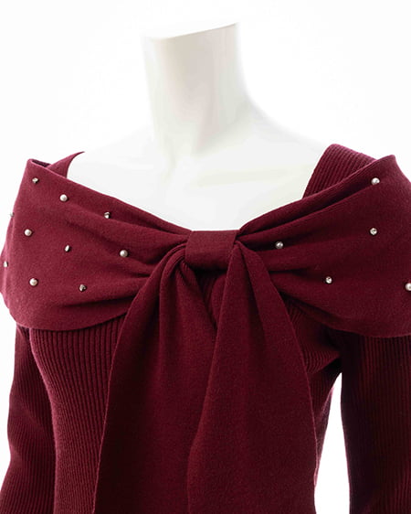 INGNI（イング） ビジュー2Wayオフショルニット ﾎﾞﾙﾄﾞｰ