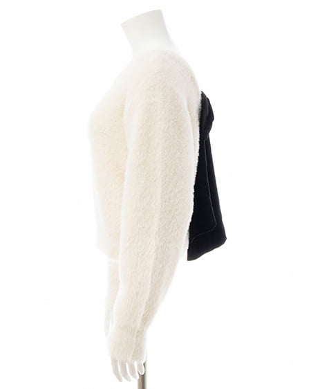 INGNI（イング） バックベロアリボンフェザーニット ｵﾌﾎﾜｲﾄ/ｸﾛ