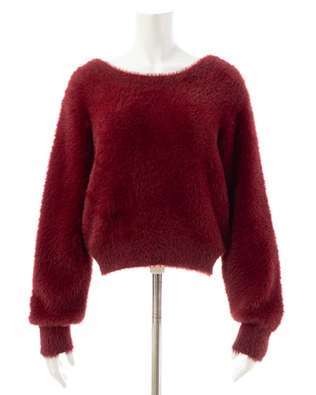 INGNI（イング） バックベロアリボンフェザーニット ﾎﾞﾙﾄﾞｰ/ｸﾛ