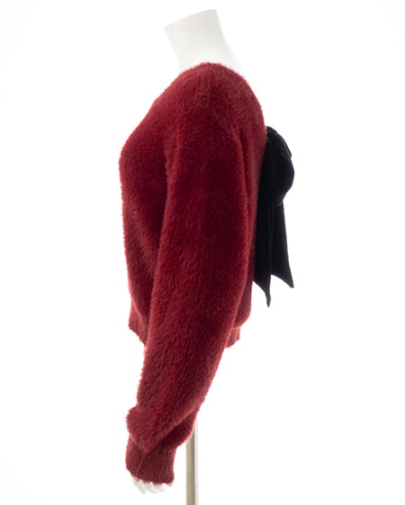 INGNI（イング） バックベロアリボンフェザーニット ﾎﾞﾙﾄﾞｰ/ｸﾛ