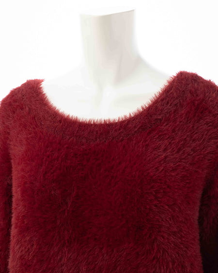 INGNI（イング） バックベロアリボンフェザーニット ﾎﾞﾙﾄﾞｰ/ｸﾛ