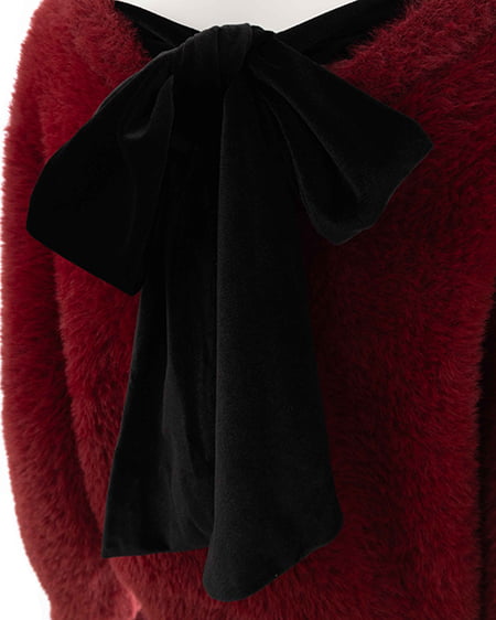 INGNI（イング） バックベロアリボンフェザーニット ﾎﾞﾙﾄﾞｰ/ｸﾛ