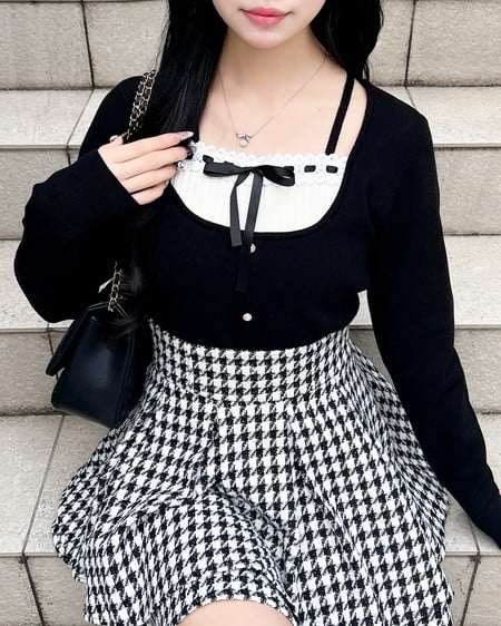 フロントリボンリブ切替ニット