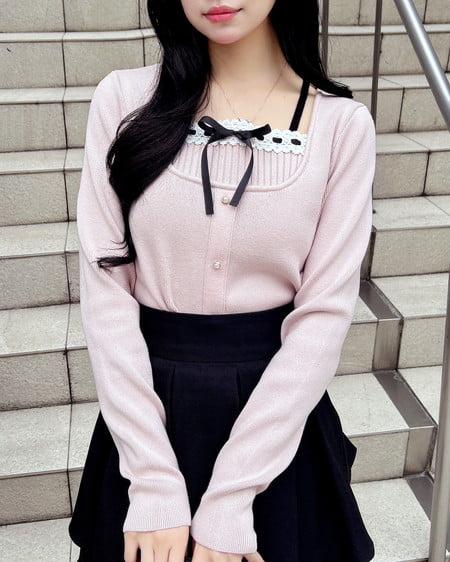 フロントリボンリブ切替ニット