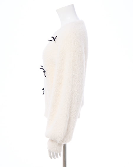 INGNI（イング） ベロアリボン付フェザーニット ｵﾌﾎﾜｲﾄ/ｸﾛ