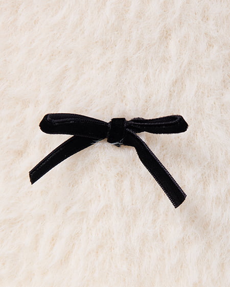 INGNI（イング） ベロアリボン付フェザーニット ｵﾌﾎﾜｲﾄ/ｸﾛ