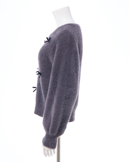 INGNI（イング） ベロアリボン付フェザーニット ﾁｬｺｰﾙｸﾞﾚｰ/ｸﾛ