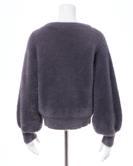 INGNI（イング） ベロアリボン付フェザーニット ﾁｬｺｰﾙｸﾞﾚｰ/ｸﾛ