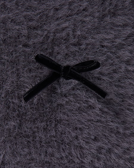 INGNI（イング） ベロアリボン付フェザーニット ﾁｬｺｰﾙｸﾞﾚｰ/ｸﾛ