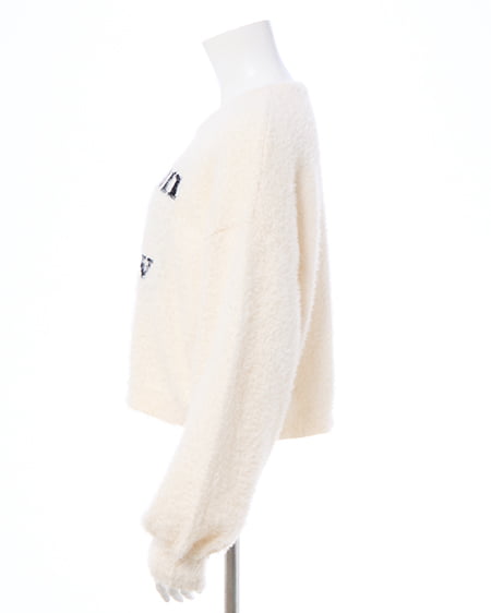 INGNI（イング） ショート丈フェザー3段ロゴニット ｵﾌﾎﾜｲﾄ/ｸﾛ