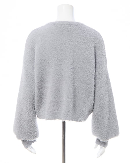 INGNI（イング） ショート丈フェザー3段ロゴニット ﾗｲﾄｸﾞﾚｰ/ｸﾛ