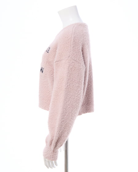 INGNI（イング） ショート丈フェザー3段ロゴニット ﾋﾟﾝｸ/ｸﾛ