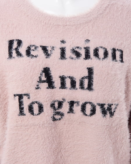 INGNI（イング） ショート丈フェザー3段ロゴニット ﾋﾟﾝｸ/ｸﾛ