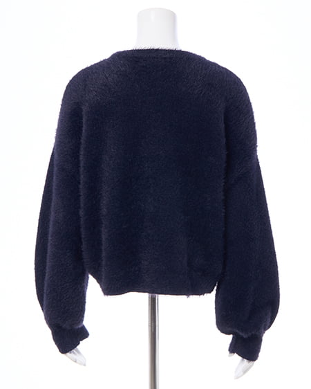 INGNI（イング） ショート丈フェザー3段ロゴニット ｺﾝ/ｵﾌﾎﾜｲﾄ