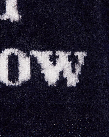 INGNI（イング） ショート丈フェザー3段ロゴニット ｺﾝ/ｵﾌﾎﾜｲﾄ