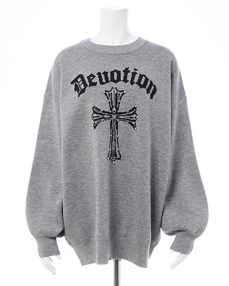 INGNI（イング） クロスロゴジャガードニット ｸﾞﾚｰ/ｸﾛ