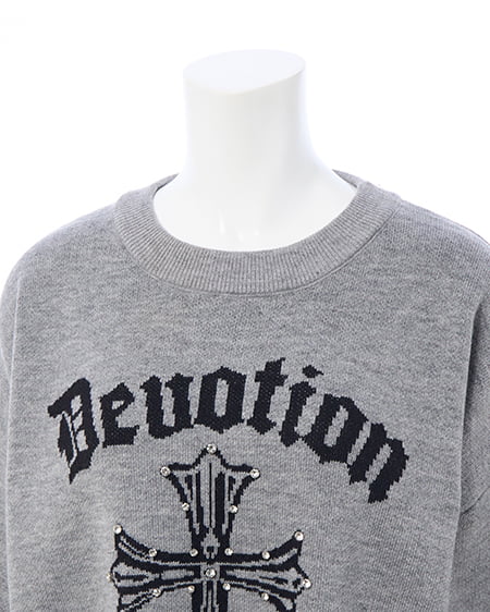 INGNI（イング） クロスロゴジャガードニット ｸﾞﾚｰ/ｸﾛ