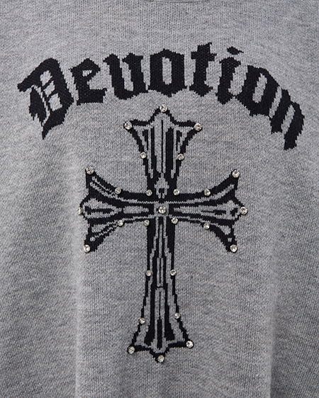 INGNI（イング） クロスロゴジャガードニット ｸﾞﾚｰ/ｸﾛ