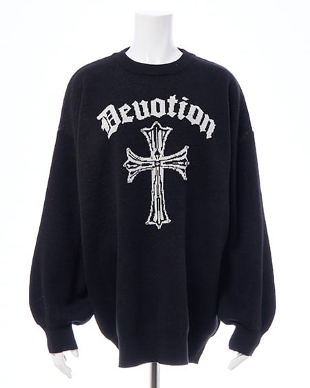 INGNI（イング） クロスロゴジャガードニット ｸﾛ/ｵﾌﾎﾜｲﾄ