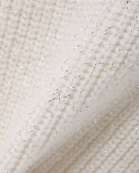 INGNI（イング） もちもちラメパールビジュー付オフショルニット ｵﾌﾎﾜｲﾄ