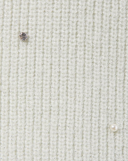 INGNI（イング） もちもちラメパールビジュー付オフショルニット ﾐﾝﾄｸﾞﾘｰﾝ