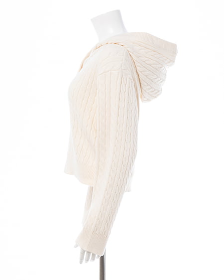 INGNI（イング） ケーブルヘンリーネックニットパーカー ｱｲﾎﾞﾘｰ