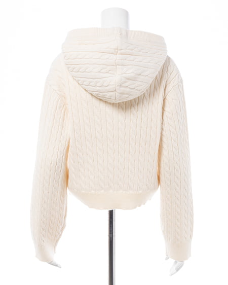 INGNI（イング） ケーブルヘンリーネックニットパーカー ｱｲﾎﾞﾘｰ