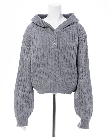 INGNI（イング） ケーブルヘンリーネックニットパーカー ｸﾞﾚｰ