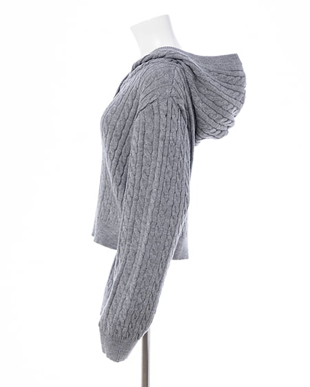 INGNI（イング） ケーブルヘンリーネックニットパーカー ｸﾞﾚｰ