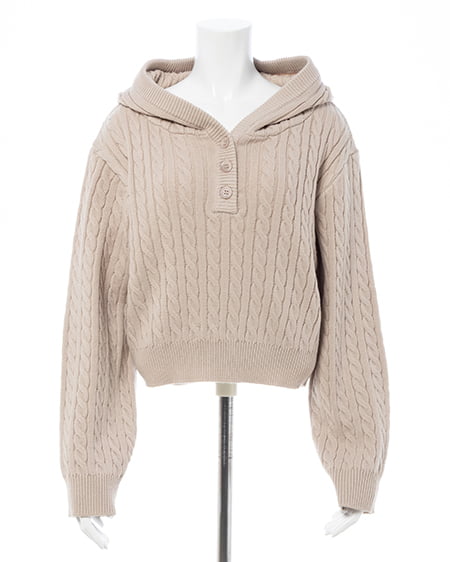 INGNI（イング） ケーブルヘンリーネックニットパーカー ﾍﾞｰｼﾞｭ