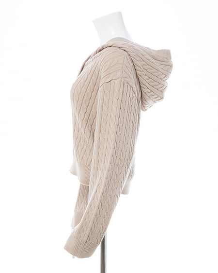 INGNI（イング） ケーブルヘンリーネックニットパーカー ﾍﾞｰｼﾞｭ