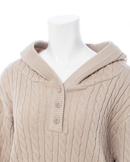 INGNI（イング） ケーブルヘンリーネックニットパーカー ﾍﾞｰｼﾞｭ