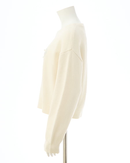 INGNI（イング） リボン×ビジューもちもちニット ｵﾌﾎﾜｲﾄ