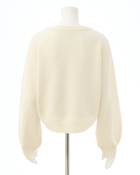 INGNI（イング） リボン×ビジューもちもちニット ｵﾌﾎﾜｲﾄ