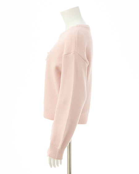 INGNI（イング） リボン×ビジューもちもちニット ﾋﾟﾝｸ