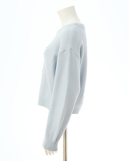 INGNI(イング) リボン×ビジューもちもちニット サックス