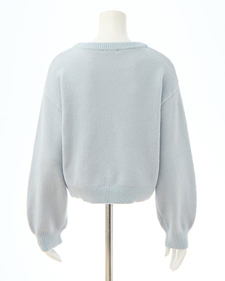 INGNI(イング) リボン×ビジューもちもちニット サックス