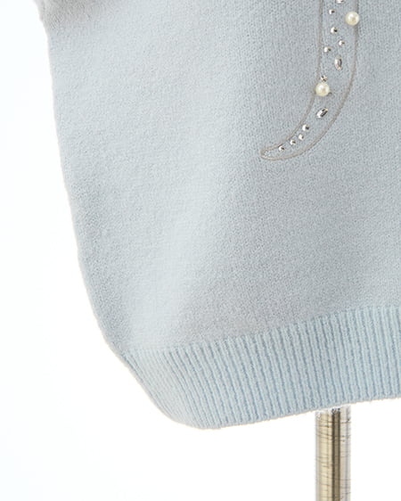 INGNI(イング) リボン×ビジューもちもちニット サックス