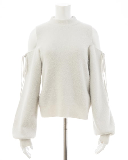 INGNI(イング) 肩開きラメフェザーニット オフホワイト