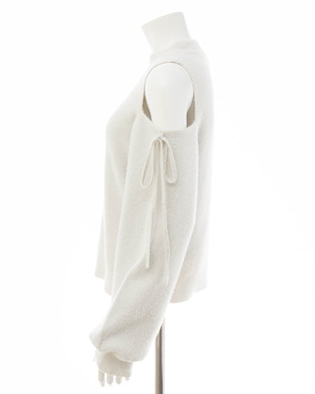 INGNI(イング) 肩開きラメフェザーニット オフホワイト